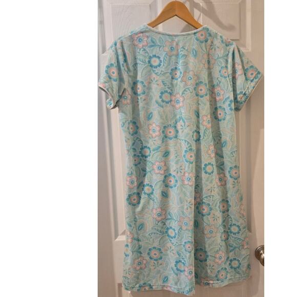 Miss Elaine Relax Floral French Terry Zipper Short Robe See Measurements Pockets - Picture 4 of 7